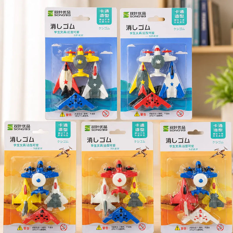 Kawaii Aircraft Shape Eraser Pack of 4