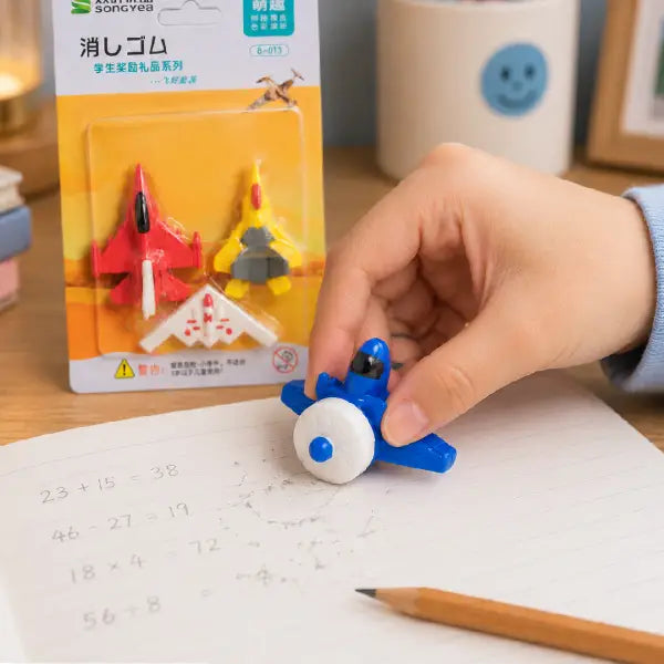 Kawaii Aircraft Shape Eraser Pack of 4