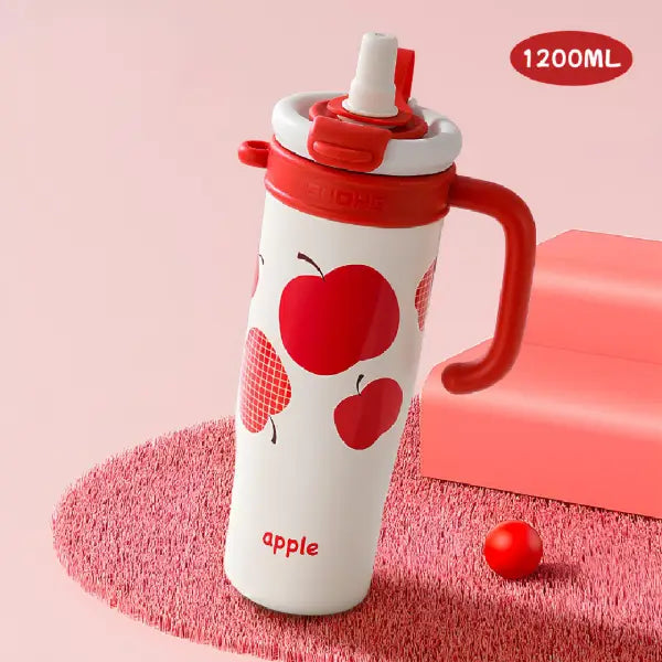 Aesthetic Pastel Insulated Travel Tumbler with Built-In Straw – 1200ml