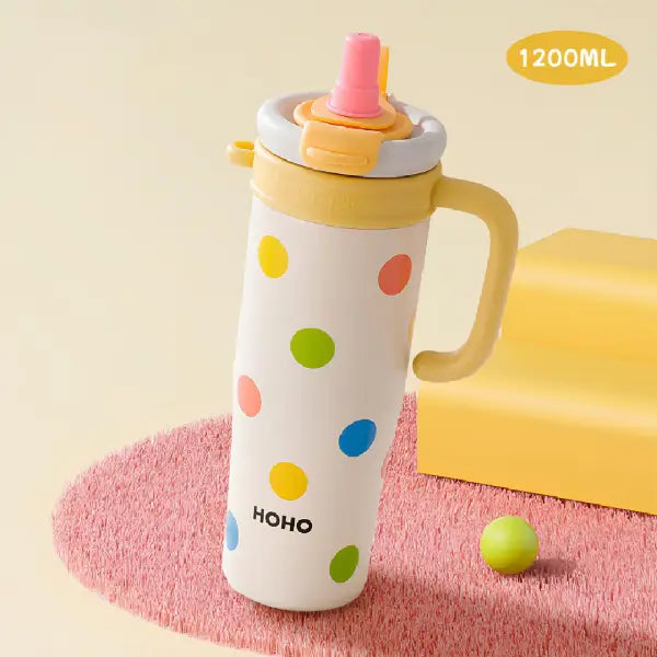 Aesthetic Pastel Insulated Travel Tumbler with Built-In Straw – 1200ml