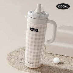 Aesthetic Pastel Insulated Travel Tumbler with Built-In Straw – 1200ml