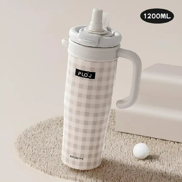 Aesthetic Pastel Insulated Travel Tumbler with Built-In Straw – 1200ml