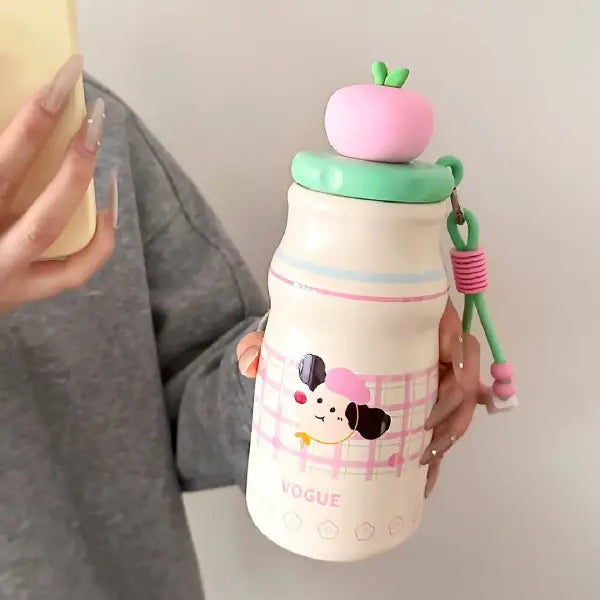 Sweet Apple Lid Aesthetic Thermal Water Bottle 480ml