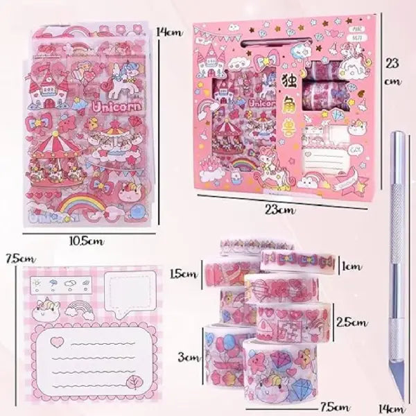 Unicorn Washi Tape and Sticker Set - Kawaii Journaling