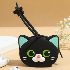 Silicone Kitten Coin Pouch with Hanging Strap