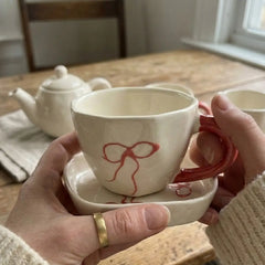 The Décor Blush Bow Ceramic Mug - Handmade