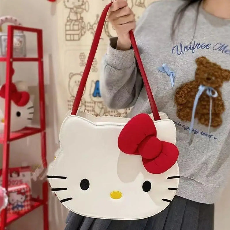 Cute Kitty Red Bow Shoulder - Tote Bag