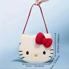 Cute Kitty Red Bow Shoulder - Tote Bag