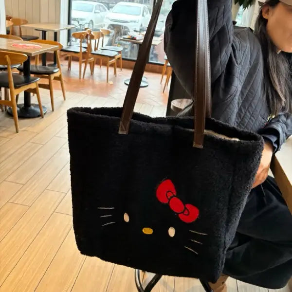Kawaii Kitty Fleece Tote Bag
