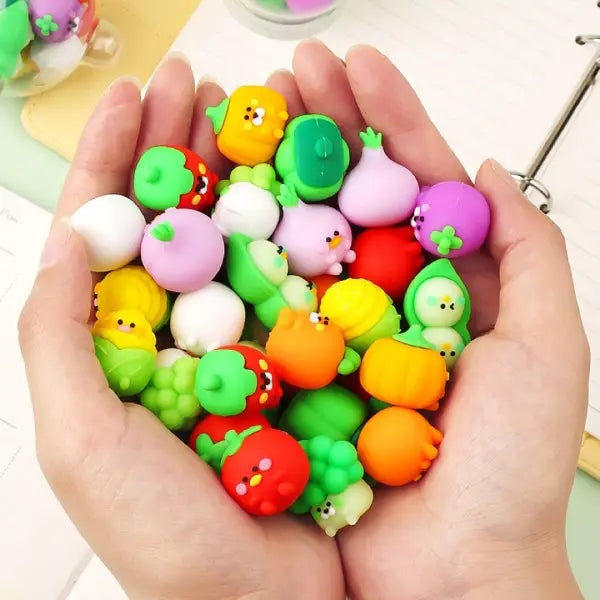 3D Veggie Mini 12 Erasers Jar
