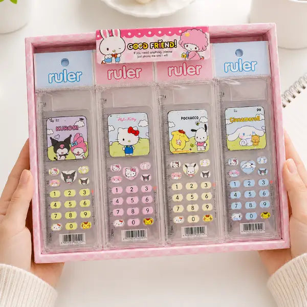 Sanrio Style Ruler with Calculator Design - 12 CM