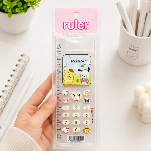 Sanrio Style Ruler with Calculator Design - 12 CM