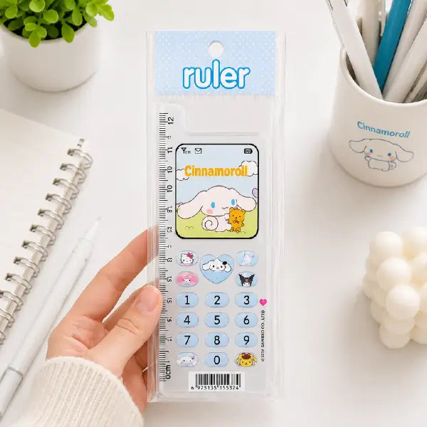 Sanrio Style Ruler with Calculator Design - 12 CM