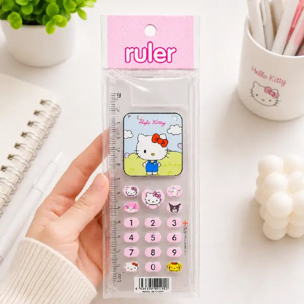 Sanrio Style Ruler with Calculator Design - 12 CM
