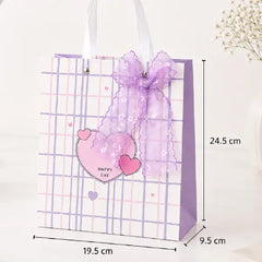 Pastel Plaid Gift Paper Bag with Bow