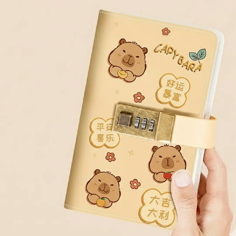 Kawaii Capybara Lockable Envelope Money Savings Book – Brown Theme