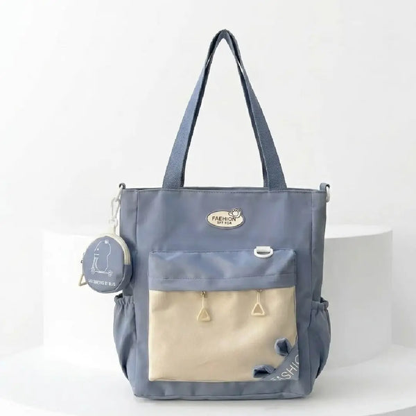 Cute & Versatile Multi-Pocket Tote Bag with Matching Coin Purse