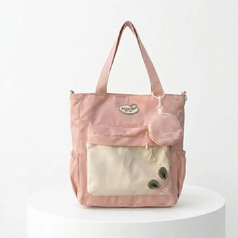 Cute & Versatile Multi-Pocket Tote Bag with Matching Coin Purse