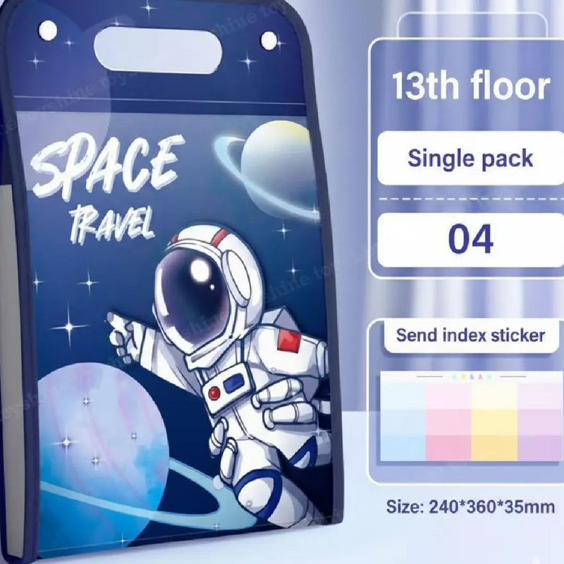 Kawaii Blue Astronaut File Folder with Handle Storage