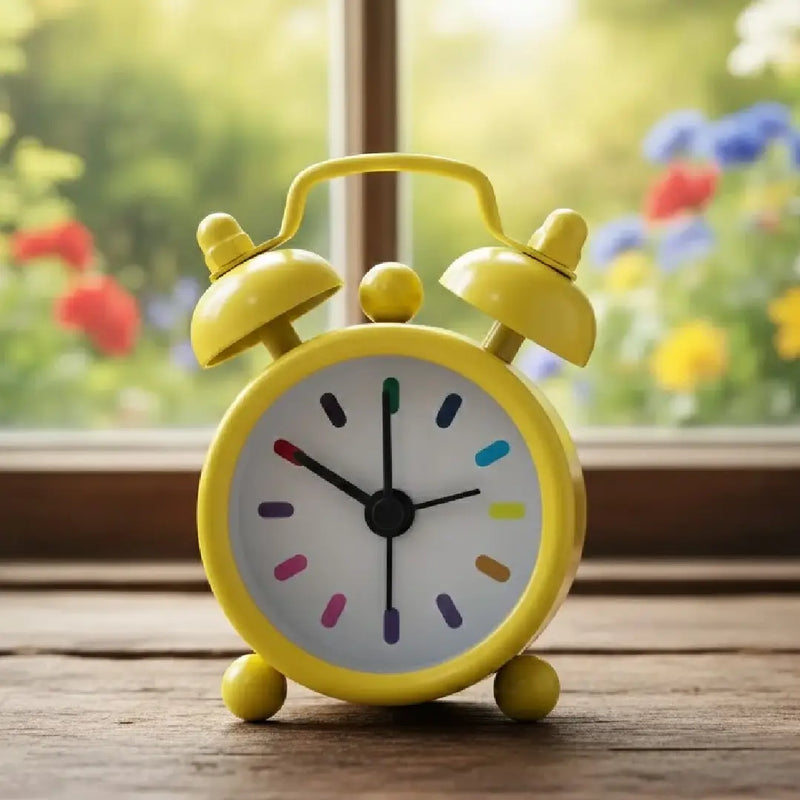 Tiny Vintage-Inspired Twin Bell Alarm Clock-Yellow