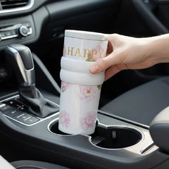 Rose Wave Grip Tumbler with Silicone Grip - Happy Pink