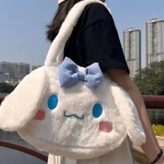 Kawaii Cinnamoroll Plush Bunny Bow Sling Bag – Cozy Furry Finish