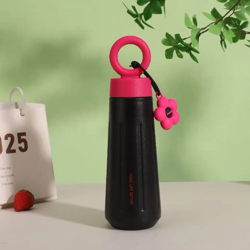 Insulated Stainless Steel Water 450 ml Bottle with Cute Flower Charm