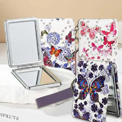Butterfly Print Portable Folding Double Side Mirror with Keychain