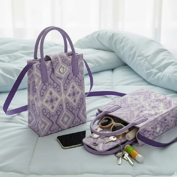 Elegant Lavender Ikat Pattern Style - Mini Crossbody Bag