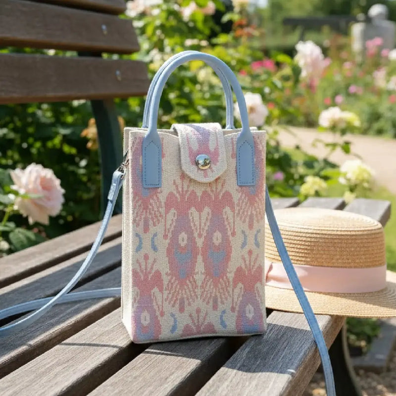 Pastel Ikat Pattern Handwoven  Style - Mini Crossbody Bag