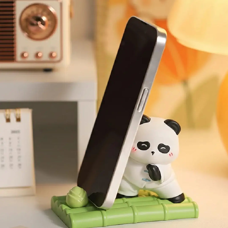 Cute Pushing Kung-fu Panda Phone Holder Table Decor