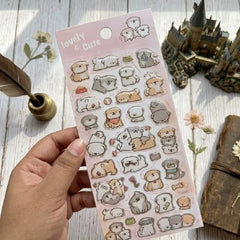 Cute Animal Aesthetic Clear Single Sheet Stickers