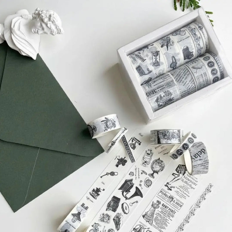 Vintage Theme Washi Tape 10 Rolls of Decorative Collection Set