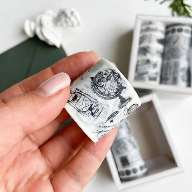 Vintage Theme Washi Tape 10 Rolls of Decorative Collection Set