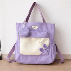 Cute & Versatile Multi-Pocket Tote Bag with Matching Coin Purse