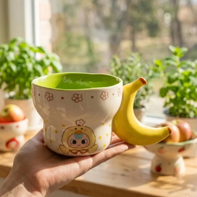 Cute Cartoon Fruit Handle Ceramic Cup