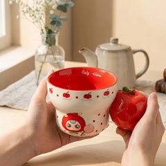 Cute Cartoon Fruit Handle Ceramic Cup