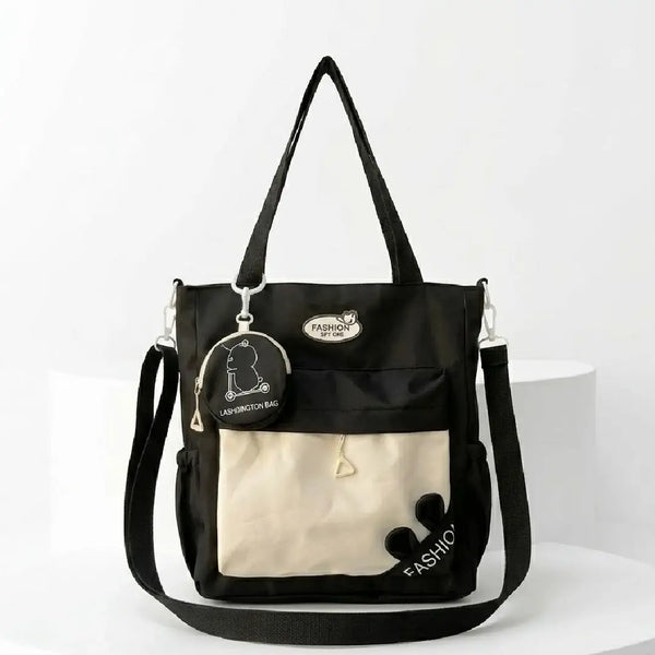 Cute & Versatile Multi-Pocket Tote Bag with Matching Coin Purse