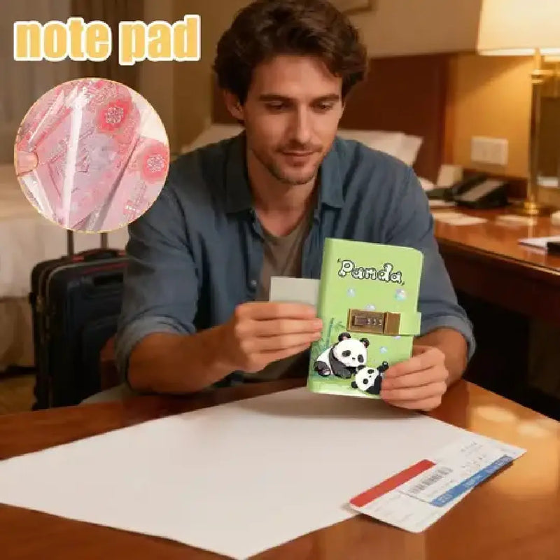 Kawaii Panda Lockable Envelope Money Savings Book – Green Theme