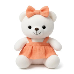 Cute Plush Bear Dolls with Bow & Frock 30 cm