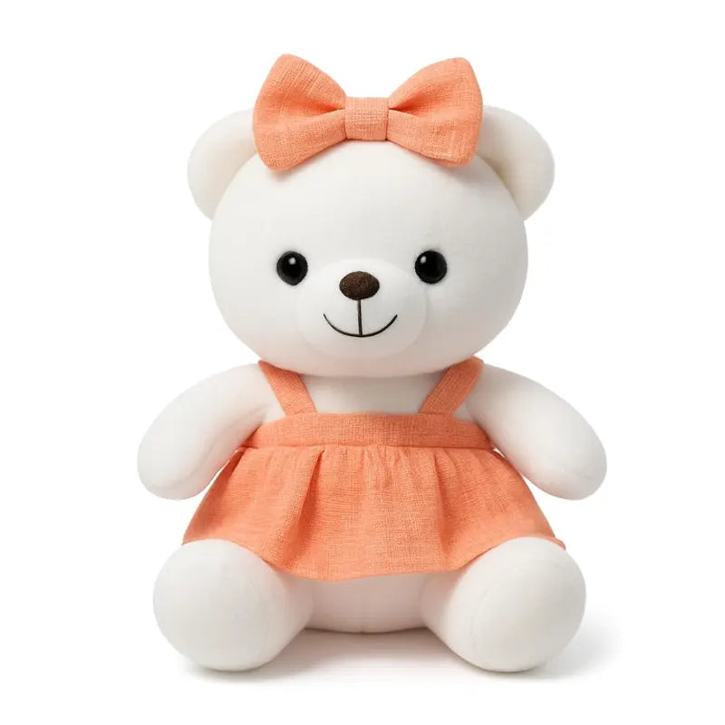 Cute Plush Bear Dolls with Bow & Frock 30 cm
