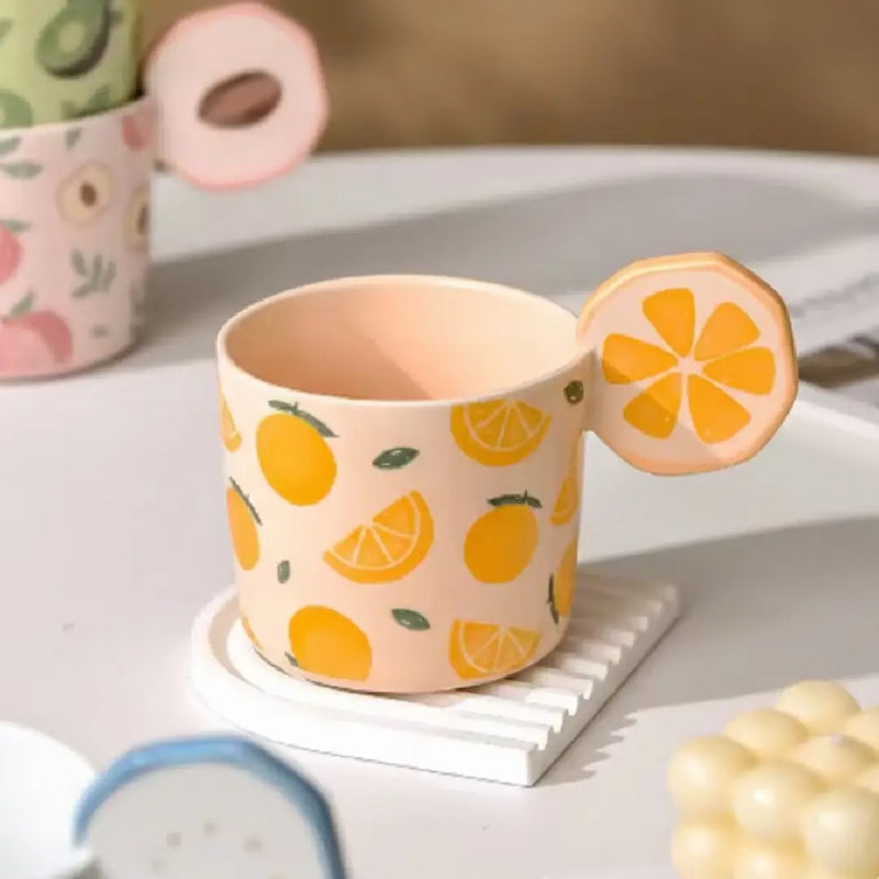 Cute Fruit Design Porcelain Mug, Coffee & Tea Cup with Handle