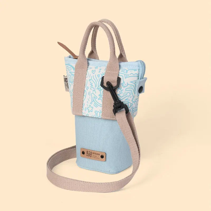 Graffiti Print Canvas Crossbody Bag - Mini Two-Way Tote