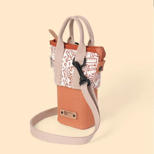 Graffiti Print Canvas Crossbody Bag - Mini Two-Way Tote
