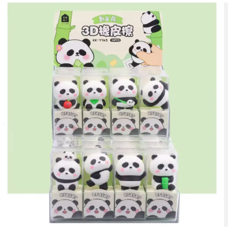 Cute 3D Panda Eraser – Tiny Panda with Ornament