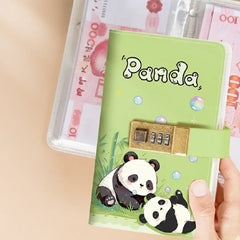 Kawaii Panda Lockable Envelope Money Savings Book – Green Theme