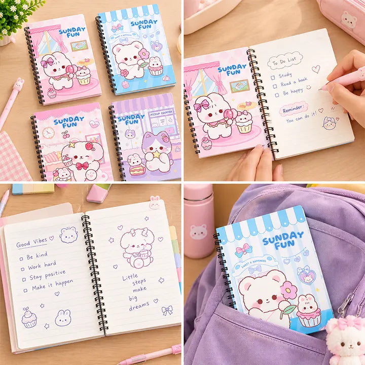 Sunday Fun - Pastel Aesthetic A5 Spiral Notebook