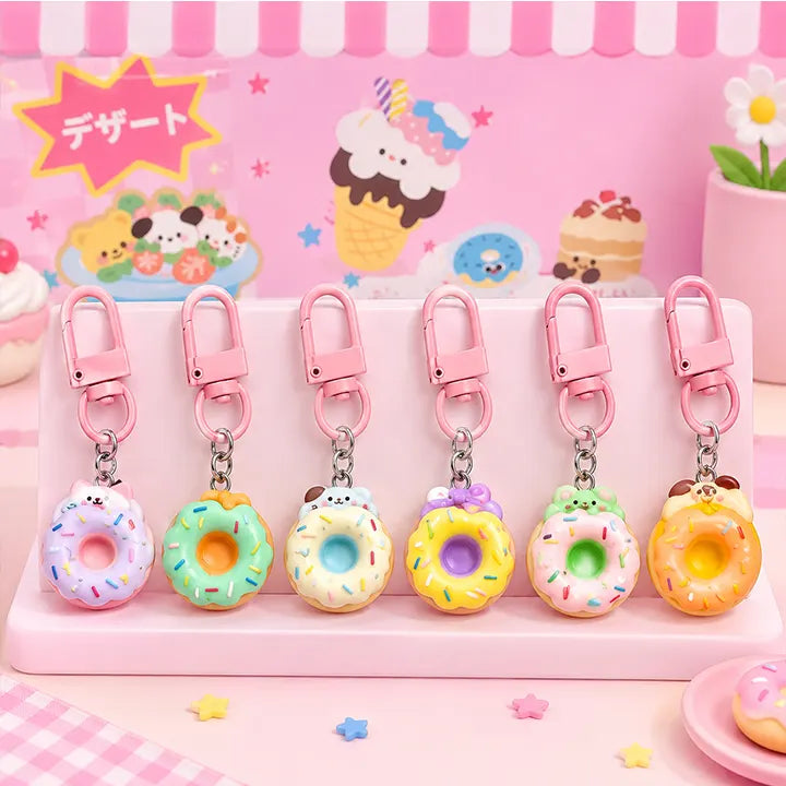 Pastel Donut Charm Keychain - 6 pcs