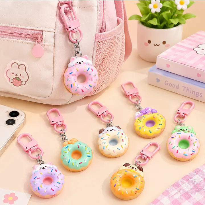 Pastel Donut Charm Keychain - 6 pcs