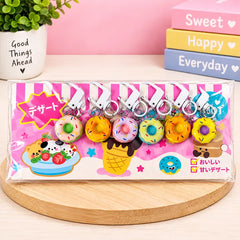 Pastel Donut Charm Keychain - 6 pcs